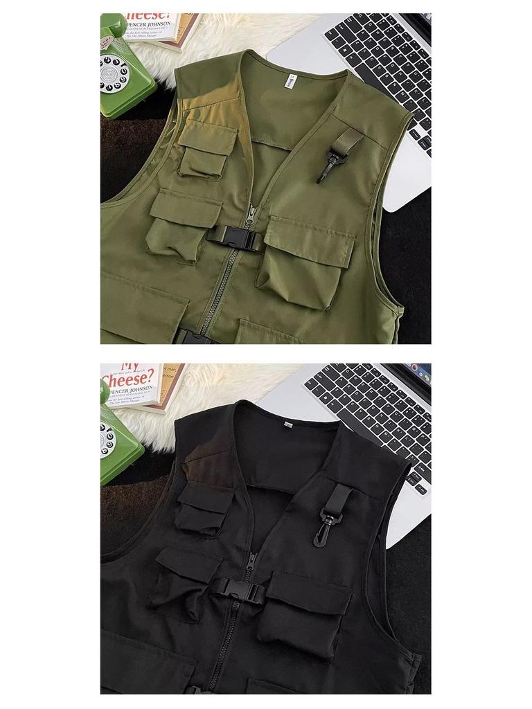 Мужской рабочий жилет с множеством карманов 2023: Нишевый дизайн, уличный хип-хоп стиль, куртка без рукавов