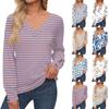 Women's Tops Floral Print Long Sleeve Shirt V Neck Casual Loose Tee Autumn Clothing