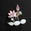 National Style Powder Lotus Lotus Brooch High-End Women'S Exquisite Enamel Lotus Pod Brooch Light Luxury Design Sense Pin Suit Accessories