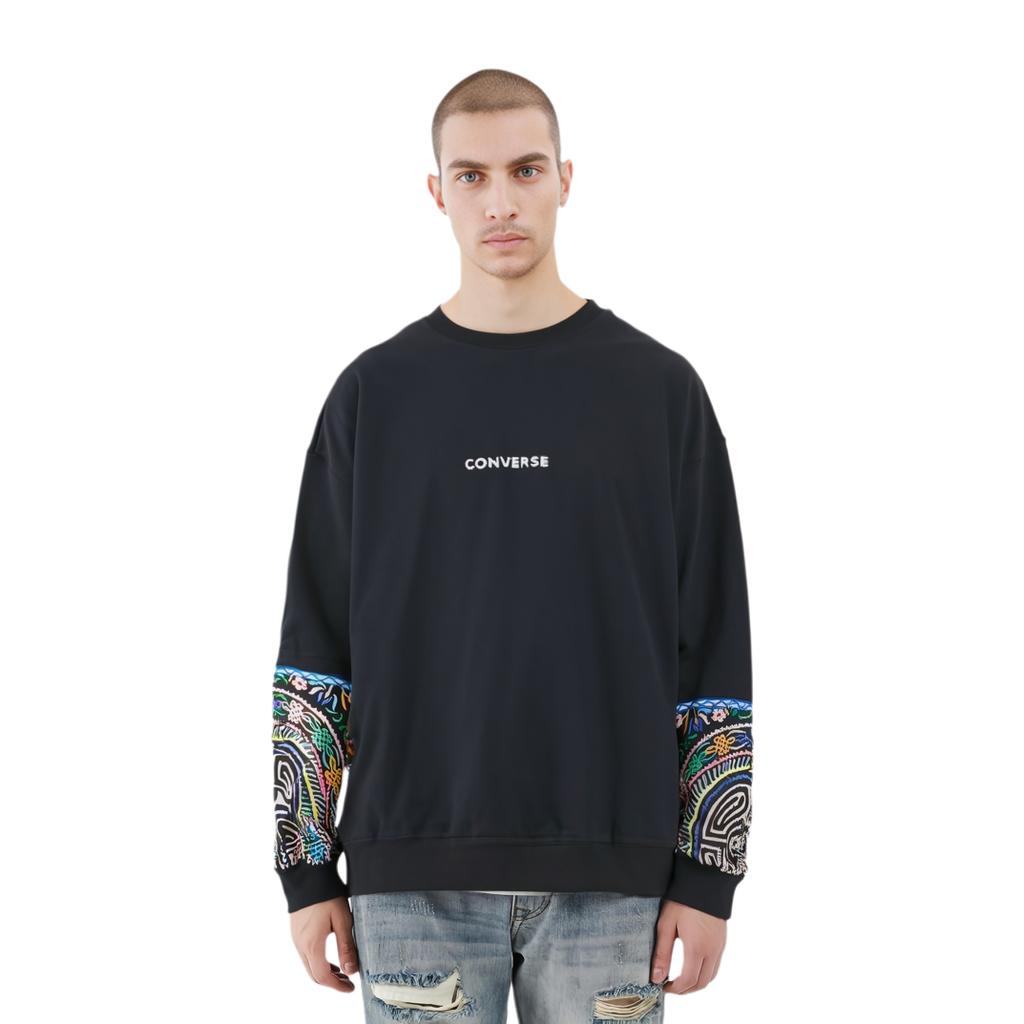 Men's Converse Sweatshirts Unisex Black Crew Neck Thickened Regular