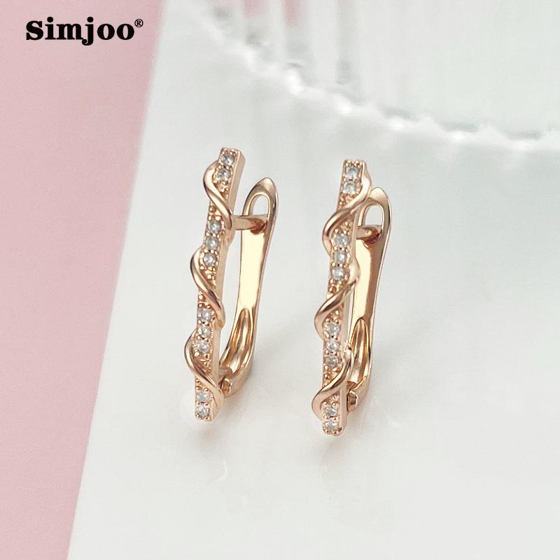 SIMJOO Rose Gold Color Fashion Personalized Design Zircon Earrings