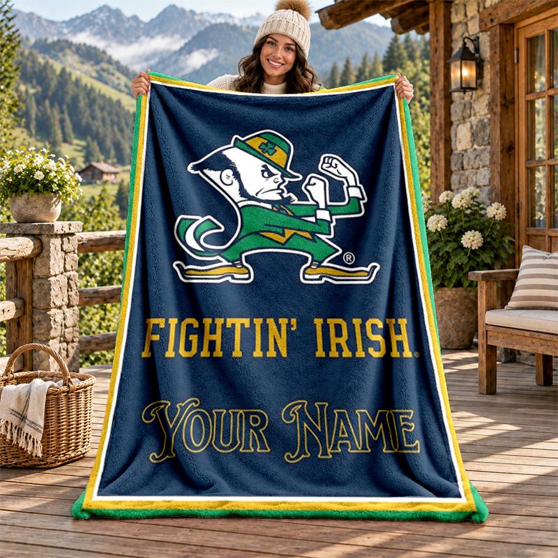 Fighting Irish Custom Name Flannel Blanket Personalized Soft Warm Plush Throw Blanket Customized Gift for Family Friends