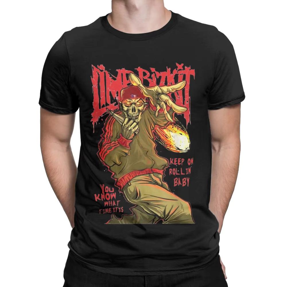 Футболки с принтом мужские и женские группы Limp Bizkit Потрясающие футболки с коротким рукавом и круглым вырезом Мужские футболки Хлопковые топы