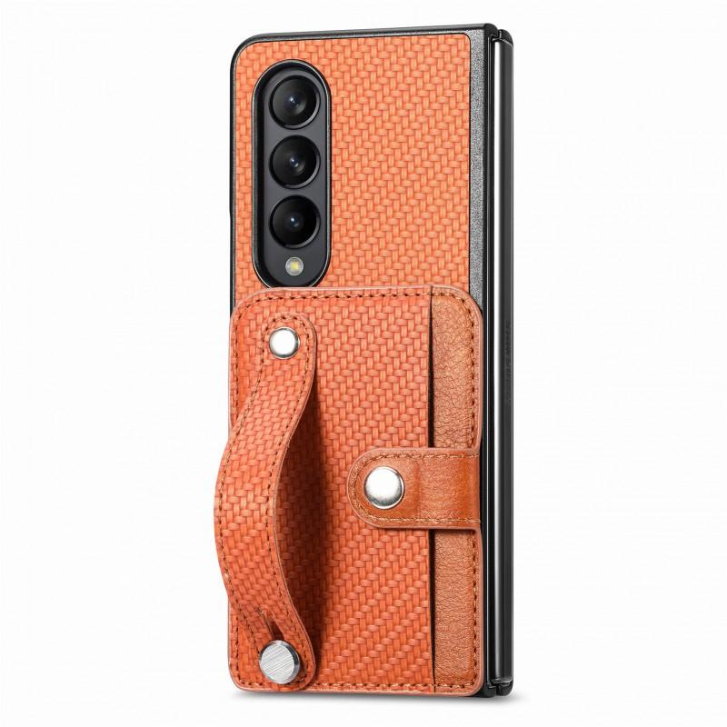 Phone Case Galaxy Z Fold8 Ultra Fold7 Fold6 Fold5 Card Holder Wristband Stand Fiber Texture Shockproof