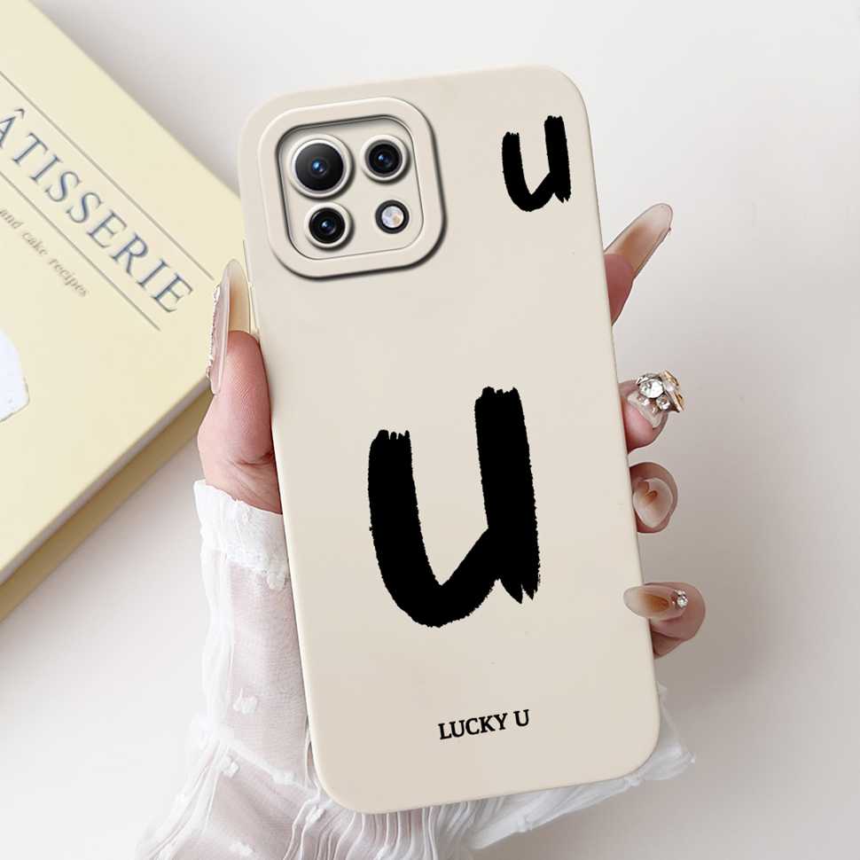 Чехол для Xiaomi Mi 11 Lite 4G 11Lite 5G M2101K9AG Милые Белые Буквы A-Z Мягкий Силиконовый Чехол Для Xiaomi Mi 11 Youth 6.55" Корпус