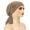 Women Headscarf Hat Striped Print Lace-up Turban Hat Hair Loss Chemotherapy Headwear Full Coverage Head Wrap