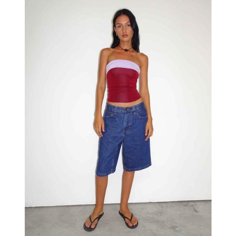 Women's Loose Non Stretch Vintage Denim Midi Pants 7 Pants