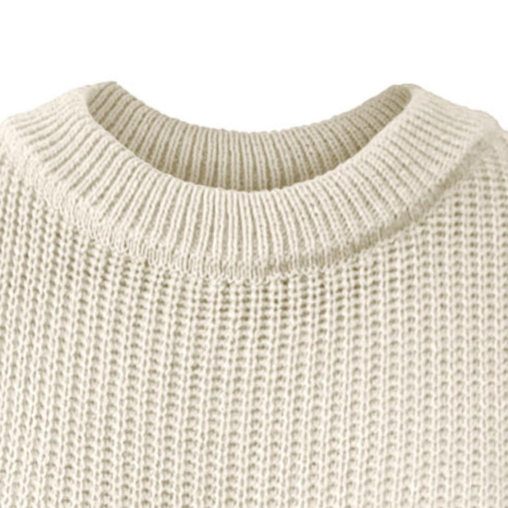 Fashion Women's Solid Color Long Sleeve Loose Round Neck Knitted Sweater Top