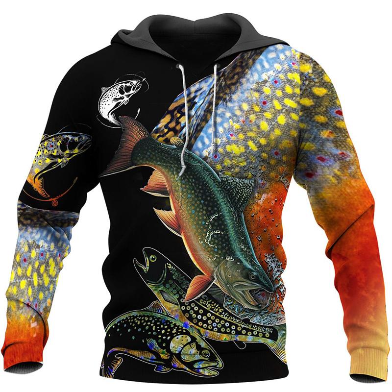 Весна Осень Crap Fishing 3D Print Fashion Hoodie Мужская Женская Толстовка Harajuku Пуловер Повседневная Куртка Оверсайз С Капюшоном