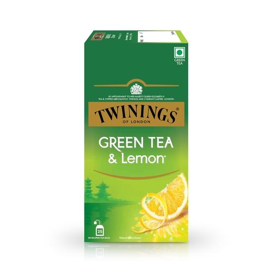Twinings Зеленый чай с лимоном, 25 чайных пакетиков | Упаковка 1 шт. | Идеально сбалансированный | Легкий, цитрусовый вкус лимона | Низкокалорийный | Наслаждайтесь горячей чашкой чая