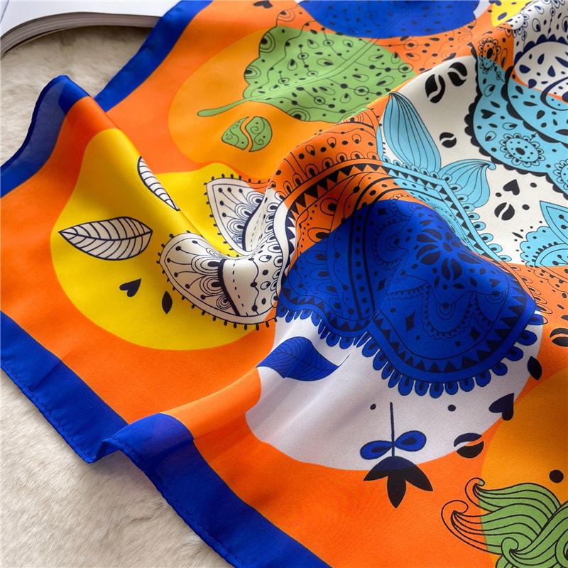 Korean version of scarf color matching colorful silk scarf female love small square scarf new tie scarf versatile hair tie yarn sunscreen towel