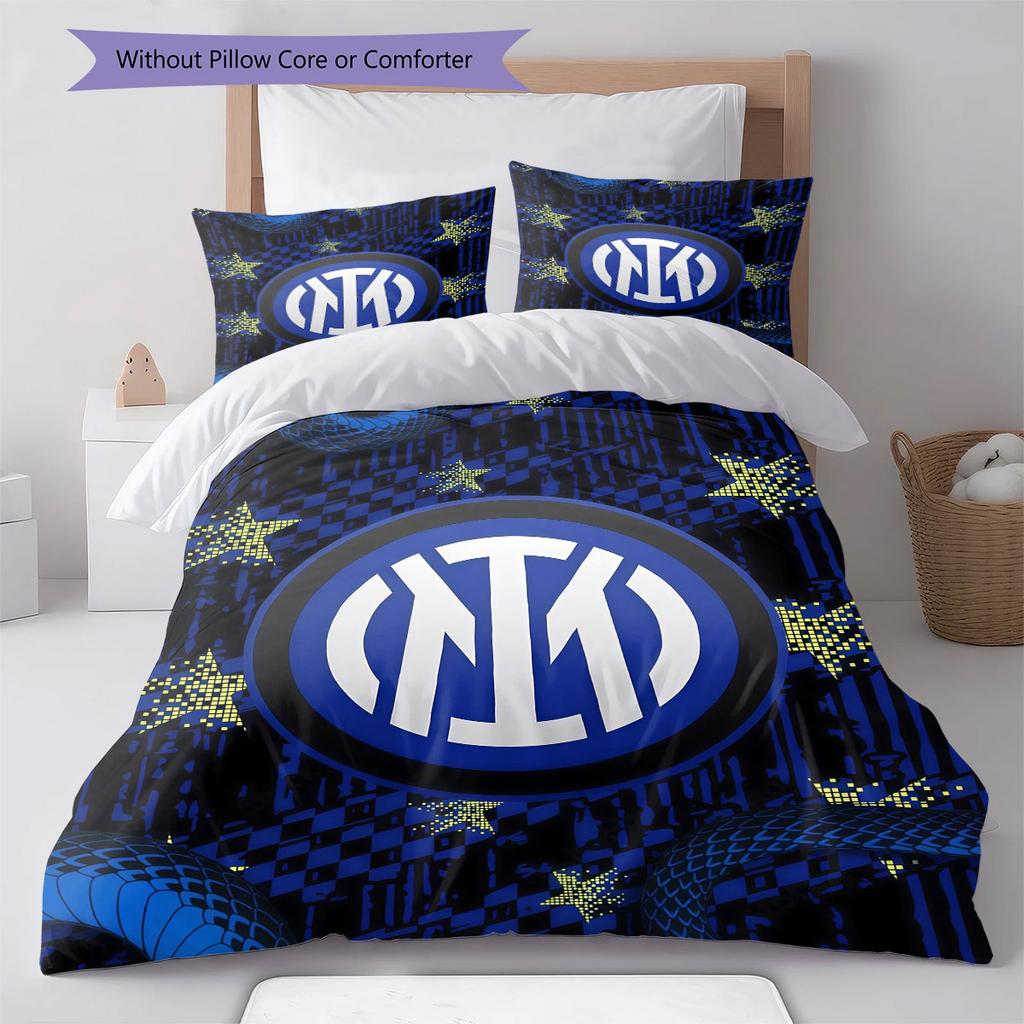 Inter Milan Pattern Bedding Home Decoration Birthday Gift ( 1 duvet cover + 2 pillowcase, without core),fan merchandise.