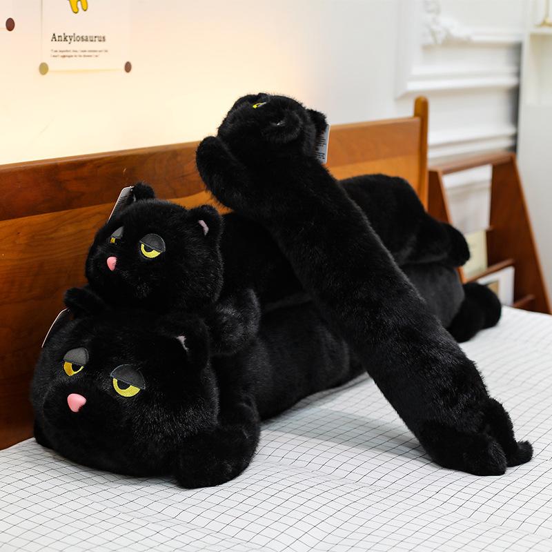 70cm Kawaii Black Cat Plush Toy Doll Cute Big Cuddly Pillow Cushion Ins Black Cat Plush Toy Doll For Boy Girl Brithday Gifts