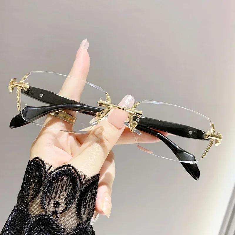 Neutral Fashion New Rimless Presbyopic Glasses Advanced Sense of Metal Eyeglass Frames HD Anti-blue Light Reading Glasses