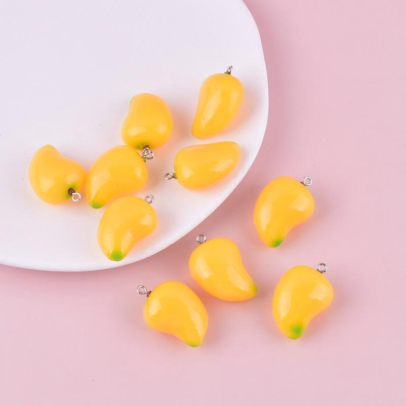 10pcs Resin Simulation Fruit 3D Pendant Diy Resin Mango with Handmade Jewelry Making Accessories Handmade for Earring Keychain