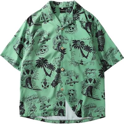 Короткий рукав Aloha All Pattern Button Down Big Brother Модный принт Open Button Palm Floral Funny Ora Casual Loose Casual Open Slightly Badass