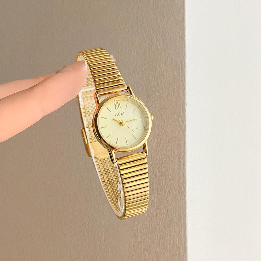 GEDI Women's Quartz Watch Steel Gold Vintage Watches Girlfriend Luxury Waterproof Fashionable Wristwatch Woman Elegant