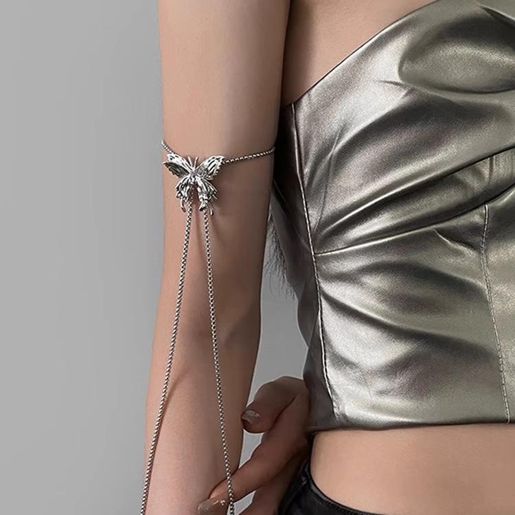 Metal Liquid Butterfly Pull Adjustable Necklace Long Accessories Design Fashion Temperament Versatile Collarbone Chain