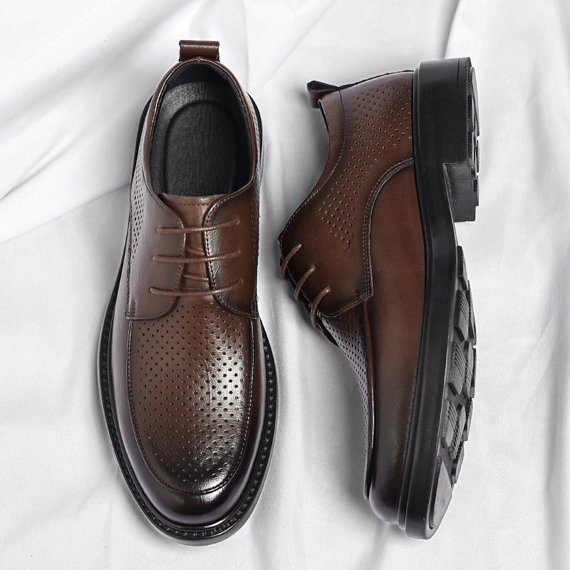 Spring/Summer Men 37-45 Men's Flat/6CM Heightening Elevator Shoes Business Formal Leather Shoes Man British Casual Wedding Suit