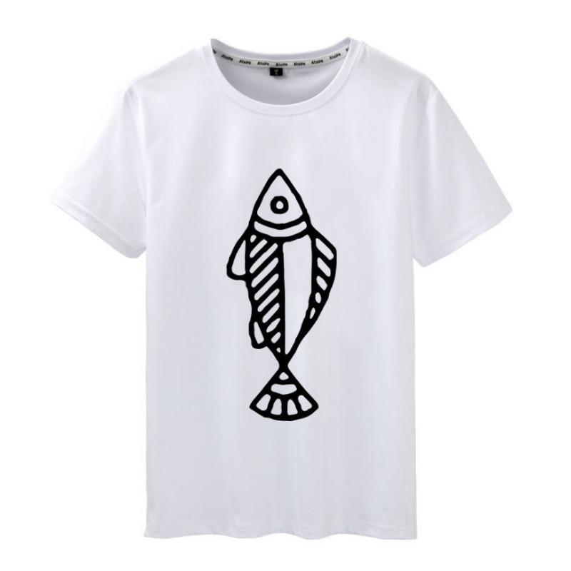 Summer Round Neck 3D Goldfish And Shark Print Top Fashionable Casual Short Sleeved Men's T-shirts