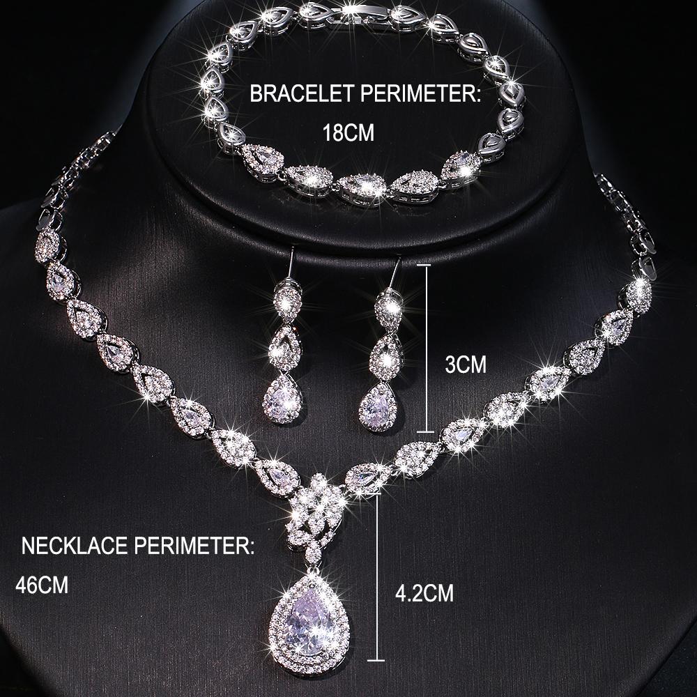 Emmaya Fashion Bridal Wedding Party Noble Cz Jewelry Set Women &Girls Elegant Waterdrop Shape Necklace And Earring Charming Gift