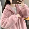 2024 Spring/Fall Women's Double-Sided Plush Fleece Coat with Hood