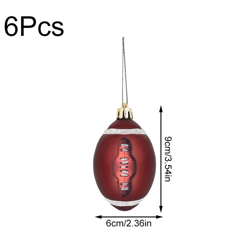 6Pcs Real-Looking Fashion Personalized Christmas Ball Football Basketball Hanging Ornament