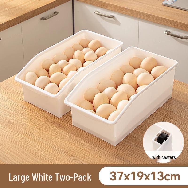 Egg & Beverage Dispenser Basket: Pull-Out Storage Box for Refrigerator & Freezer