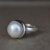 Genuine South Sea Pearl 925 Sterling Silver Ring Jewelry, Natural White Sea Pearl Wedding Gift Ring Jewelry