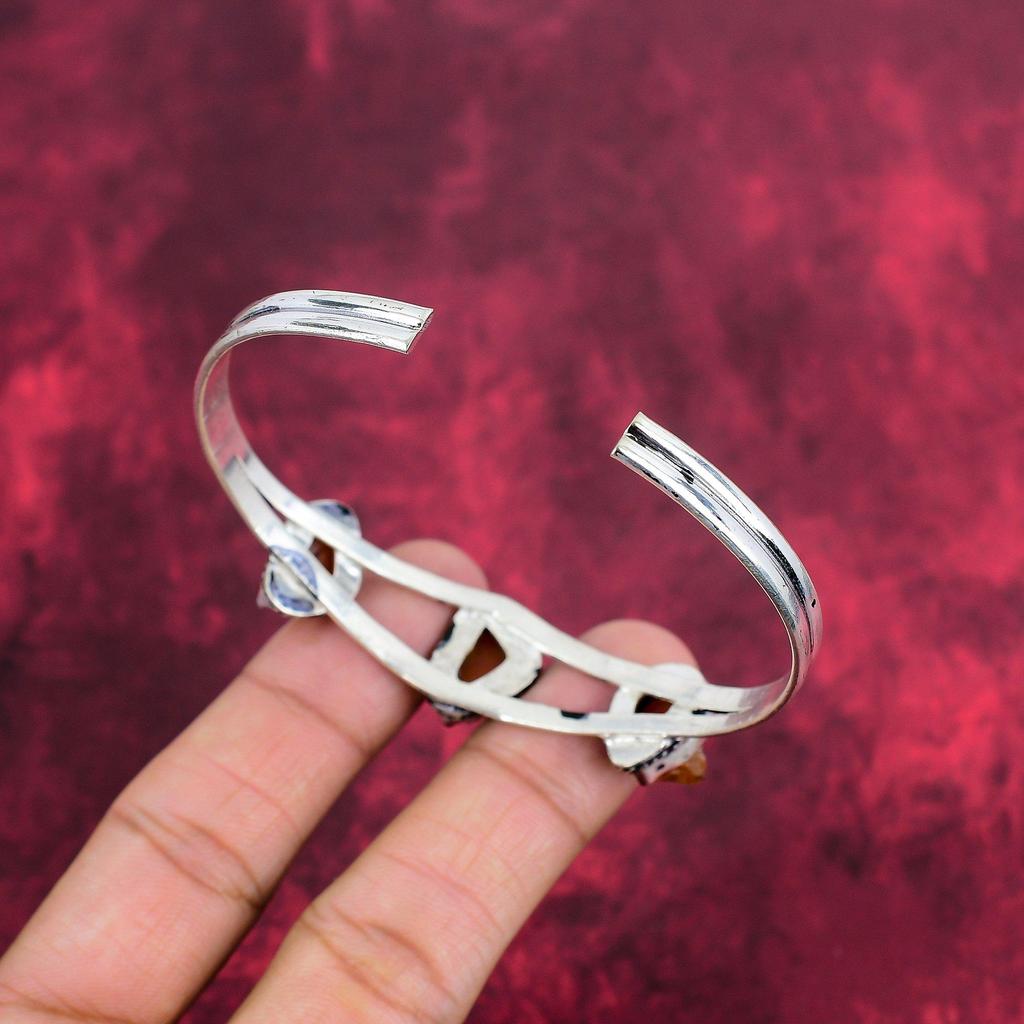 Rough Carnelian Gemstone Jewelry, Handmade 925 Sterling Silver Jewelry, Beautiful Adjustable Bracelet Jewelry For Engagement