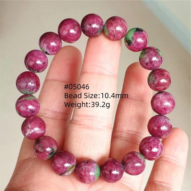 Natural Ruby Round Beads Tungsten Classic Strand Bracelet Jewelry Rare Red Watermelon Ruby Zoisite Unisex Party AAAAAAA