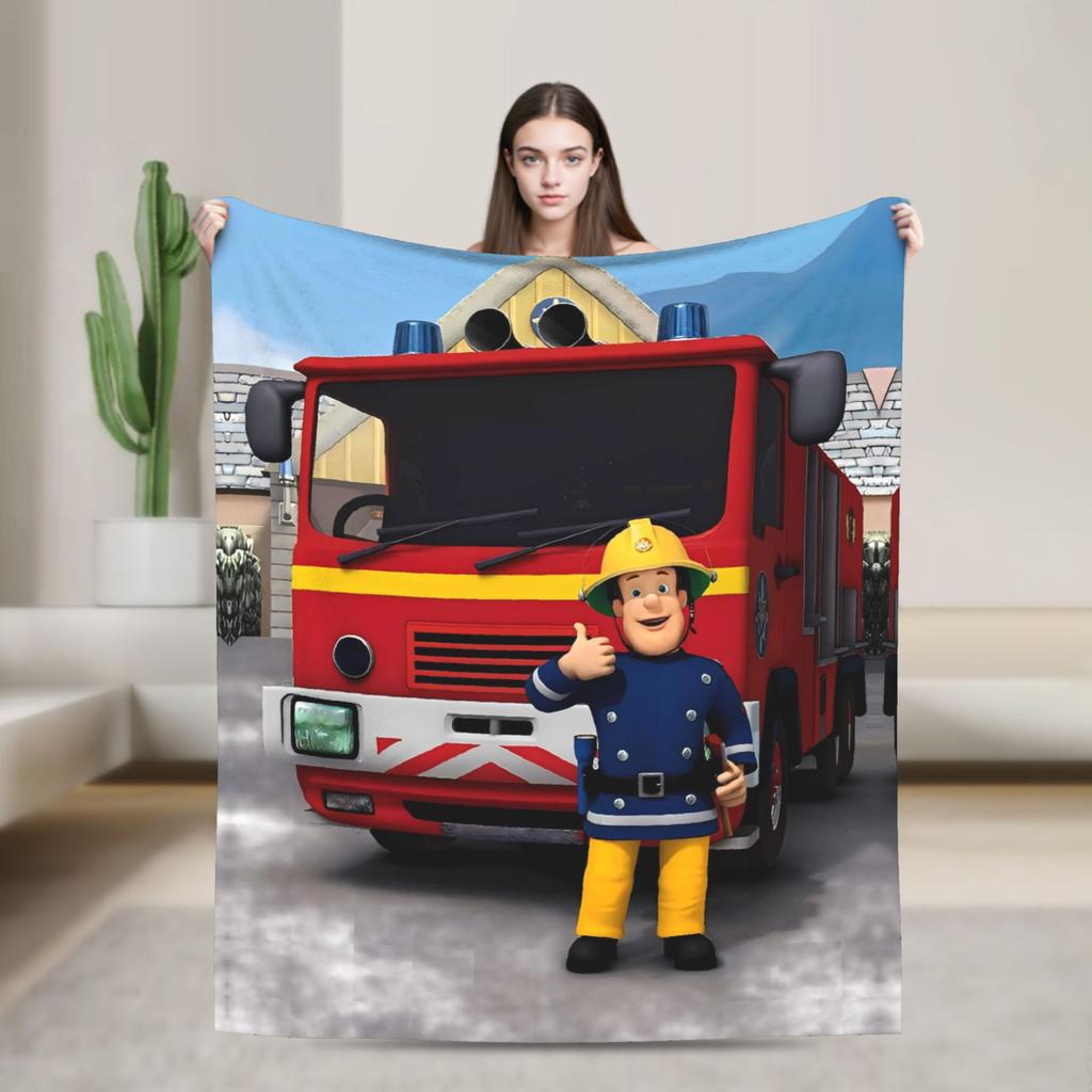Firemans Sams Flannel Blanket Winter Super Warm Throw Blanket for Girls Boys Outdoor Pattern Bedspread Sofa Bed Cover