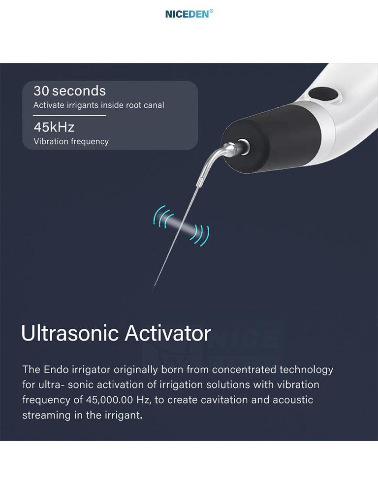 NICEDEN Endo Activator – Ultrasonic Root Canal Irrigation Device with 6 Metal Tips for Endodontic Cleaning & Activation