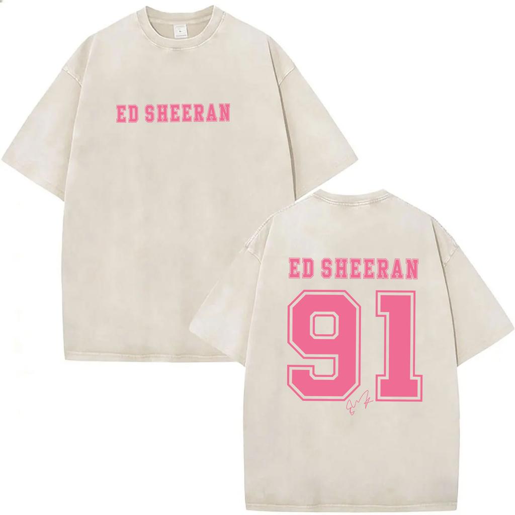Vintage Washed Ed Sheeran Tour Album 2026 T Shirt Men Women Summer Oversized Cotton Tshirts Aesthetic Fashion Clothing Tshirt