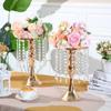 2 Colors Crystal Flower Centerpiece Stand Metal Candle Holder Road Lead Flowers Candlestick Wedding Party Home Decor European