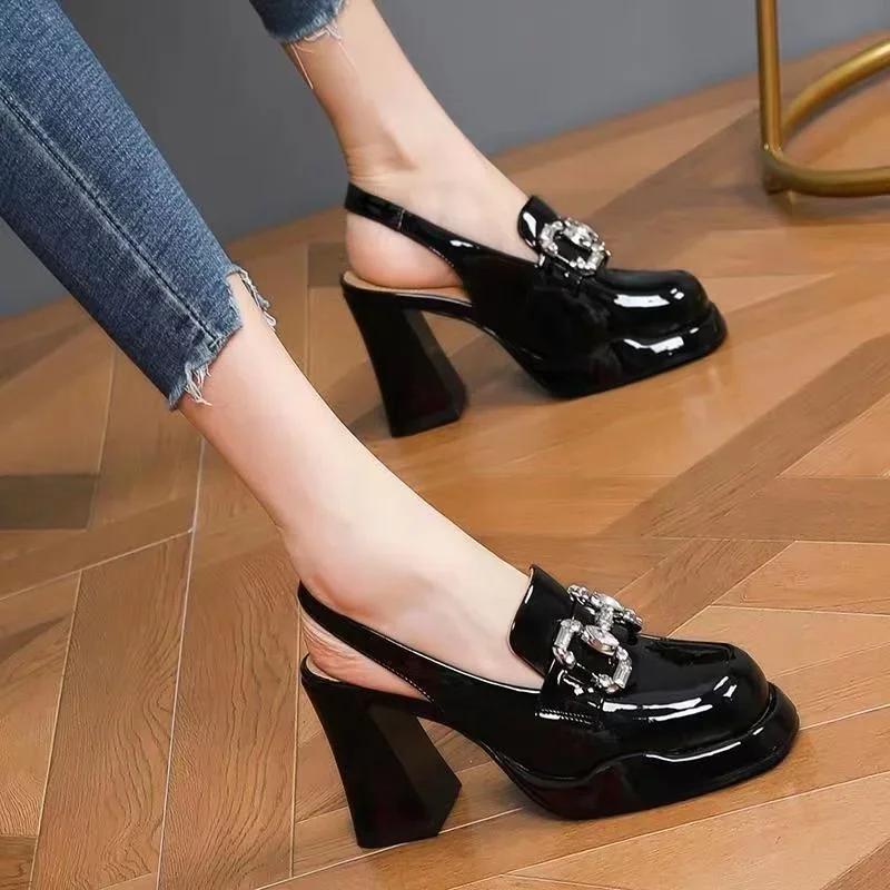 Fashion 2024 Women Sexy Fashion High Heels Pumps Shoes for Office Leather High Platform Heels Red Black Spring Summer Crystal Sandals