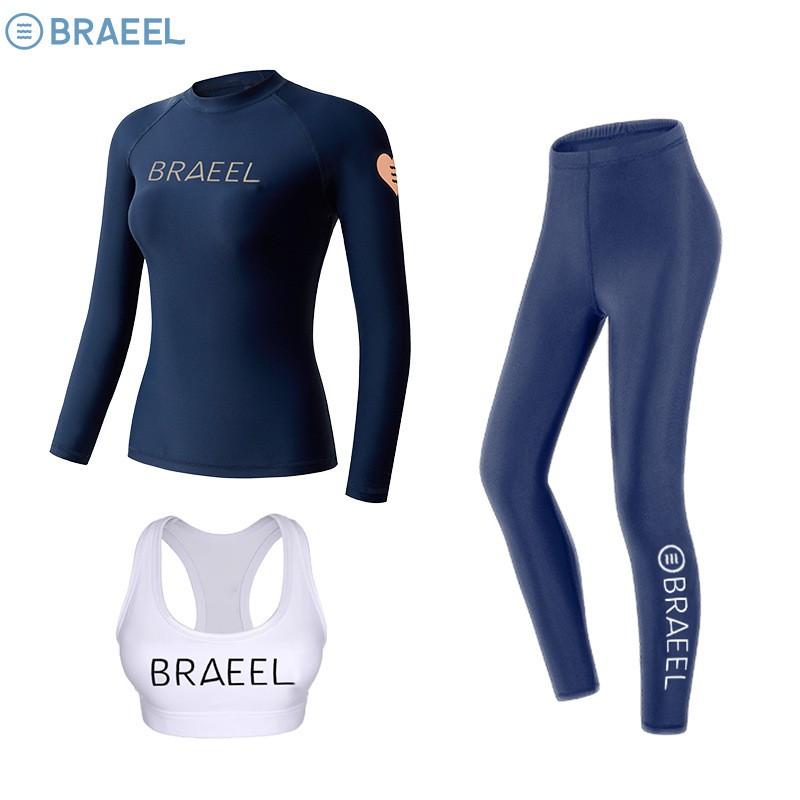 Womens UV Protection Rash Guard Set Long Sleeve Top Pants Snorkeling Diving Surfing Swimming