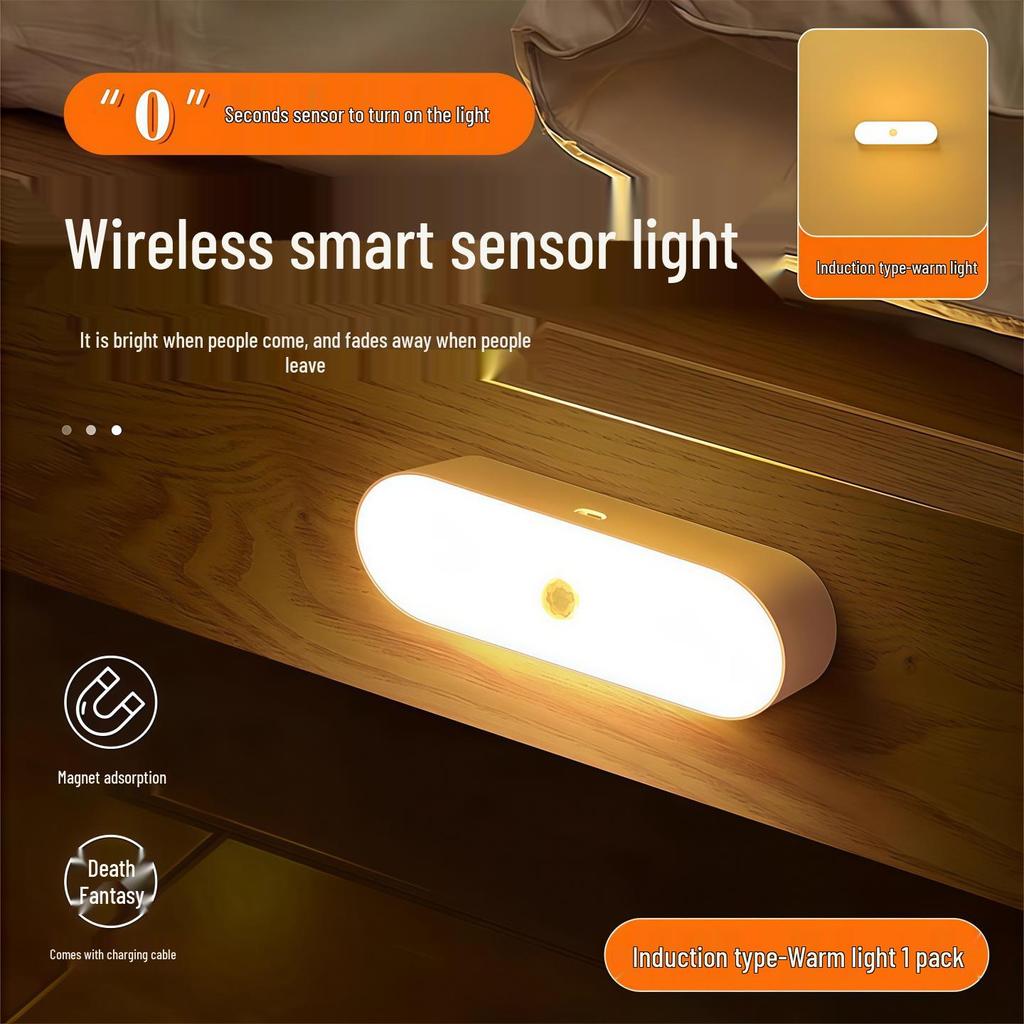 Умный перезаряжаемый ночник с управлением звуком и индукцией человеческого тела для коридоров, лестничных клеток и спален.