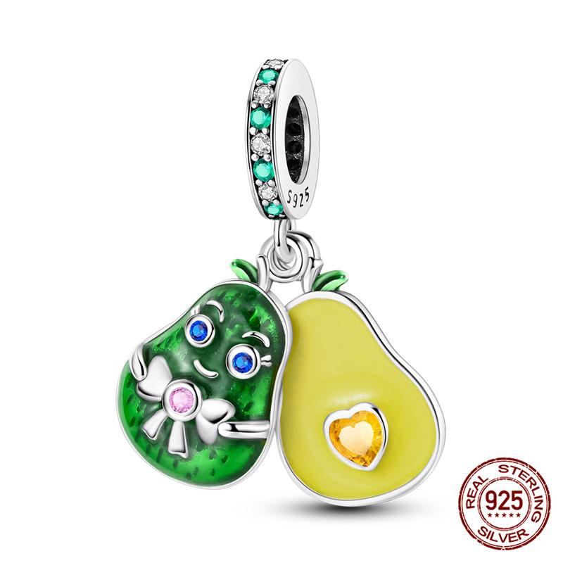 Original Charm Copper Fruit Series Avocado & Cherry Charms Beads Fits 3Mm Original Bracelet Necklace Womens Diy Jewelry Gift