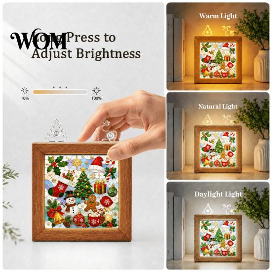 Decorative Lighted Puzzle Art DIY Acrylic LED Night Light, Christmas Town Jigsaw Lamp, Hand Light Assembled for Bedroom Desktop Warm White Lighting