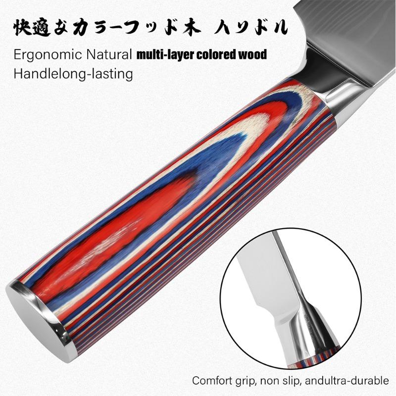 5Cr15MOV Нержавеющая сталь Нож шеф-повара тесак Дамасский узор Кухонный нож Набор японских ножей Сантоку Инструмент для разделки