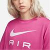 Nike Футболка женская розовая с принтом логотипа в виде букв, с круглым вырезом, повседневная, с короткими рукавами, со спущенным плечом DX7918-675