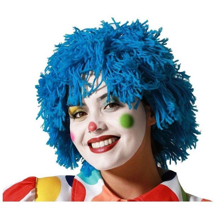 Perruque - ATOSA - Clown - Bleu - Adulte - Cheveux courts en fil de laine