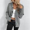 Women Knit Hooded Sweater Coat Single Breasted Thick Cardigan Solid Casual Splice Jumpers Full Sleeve Regular Winter