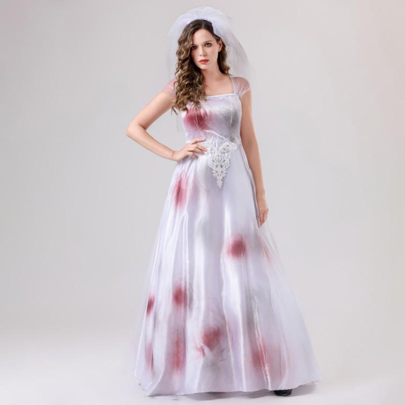 Halloween Ghost Bride Costume Womens Cosplay Dress Party Ball Stage