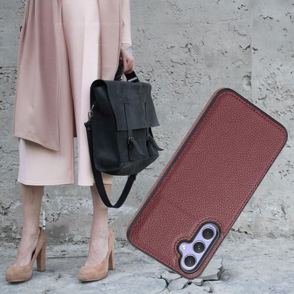 Leather case for Samsung Galaxy A25 5G, Lychee leather case, burgundy + 9H glass