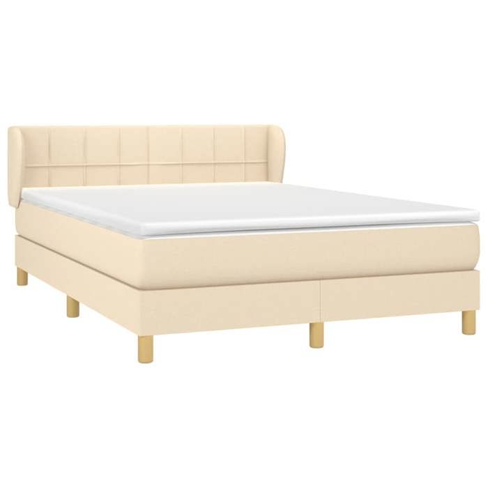 Maison Exclusive - Sommier à lattes de lit avec matelas Crème 140x190 cm Tissu