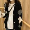 Cardigan Sweater Female 2022 New Spring and Autumn College Retro Diamond Knitted Cardigan Women Lazy Cardigan Women