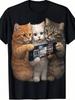 Men's Clearance Cute Cartoon Print Men's T-shirt Realistic Three-dimensional Cat Men and Women of the Same Pet Lovers Sh