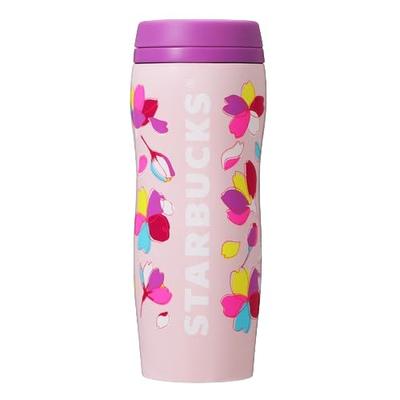 STARBUCKS Starbucks SAKURA2024 Резная бутылка из нержавеющей стали Цветной лепесток 355 мл Сакура Сакура Сакура 2024 Стакан для кофе Starbucks Розовый Милый Стильный
